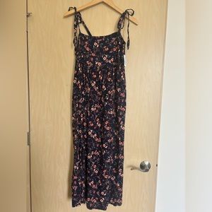 Old Navy Tie-Shoulder Floral-Print Split-Front Midi Swing Dress